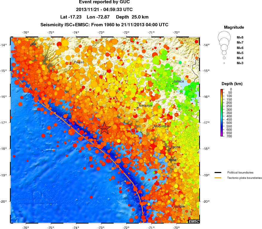 regional depth historical seismicity