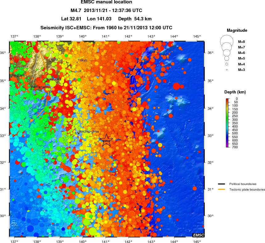 regional depth historical seismicity