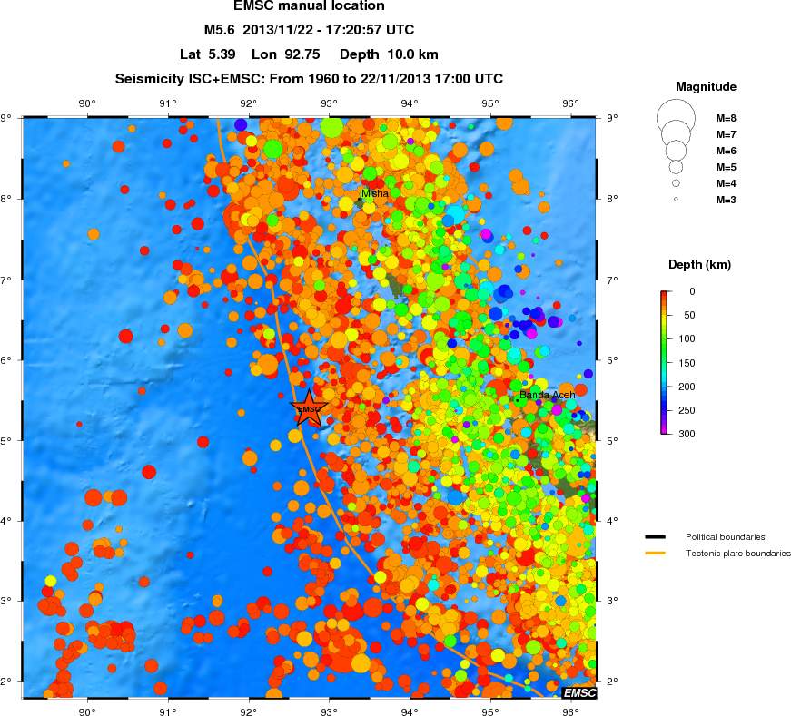 regional depth historical seismicity