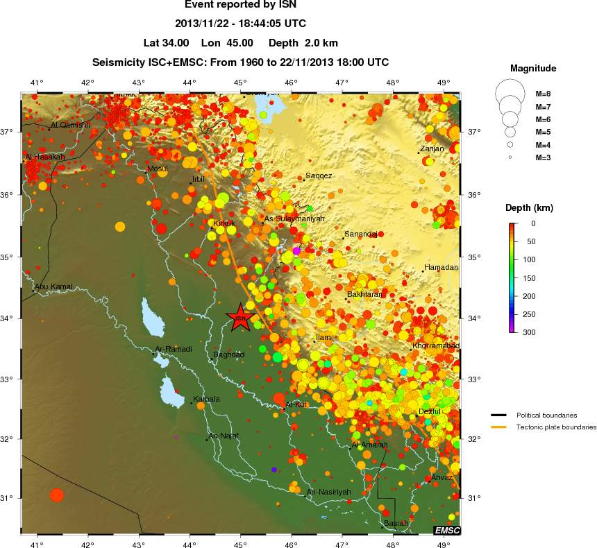 regional depth historical seismicity
