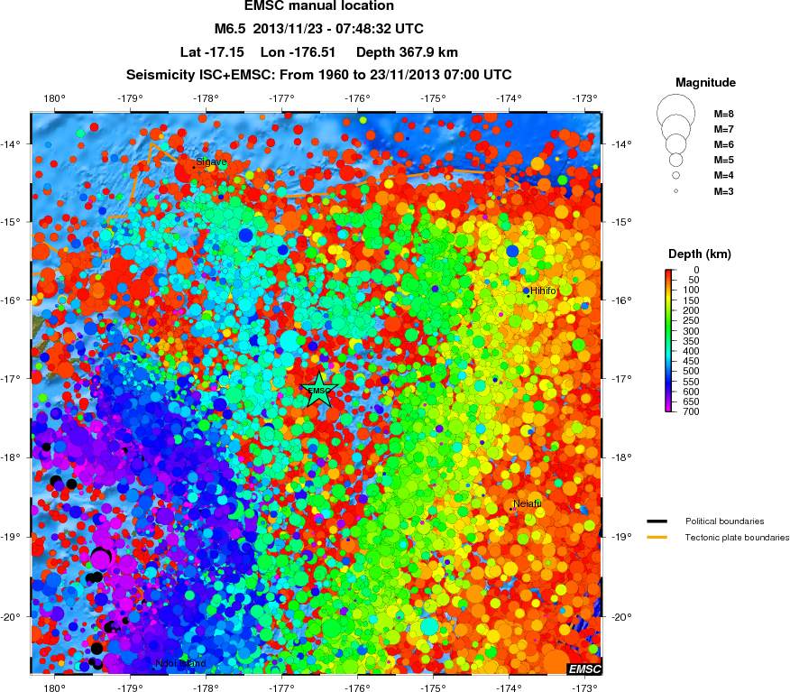 regional depth historical seismicity