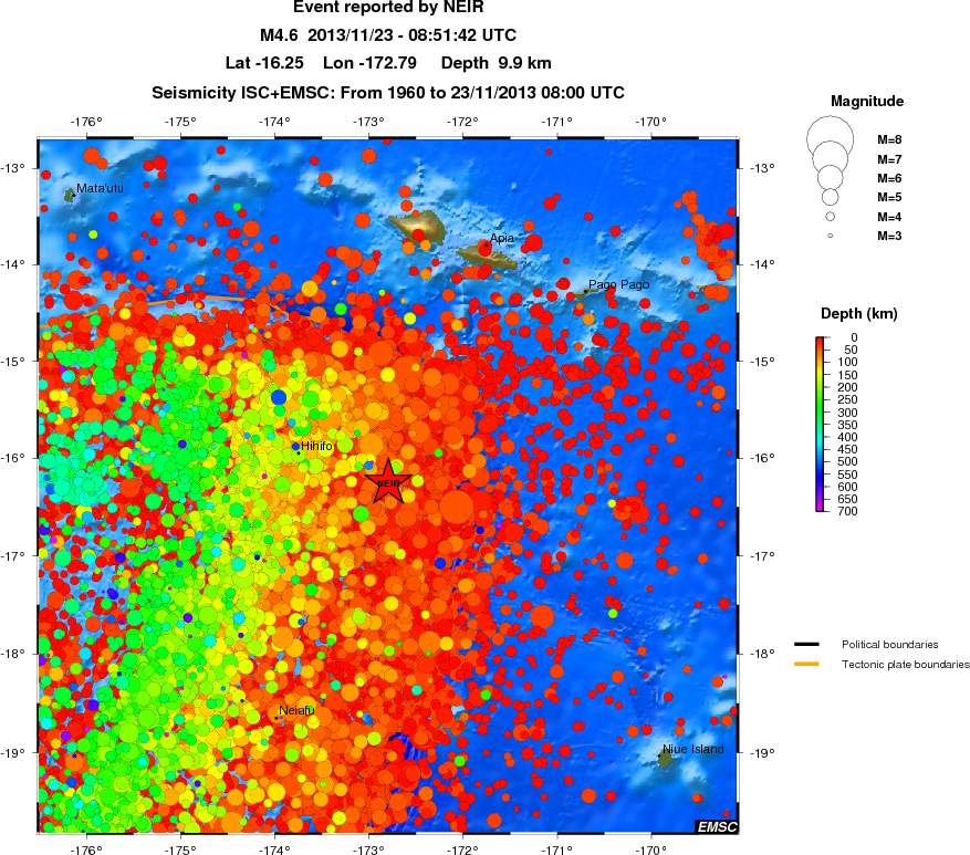 regional depth historical seismicity