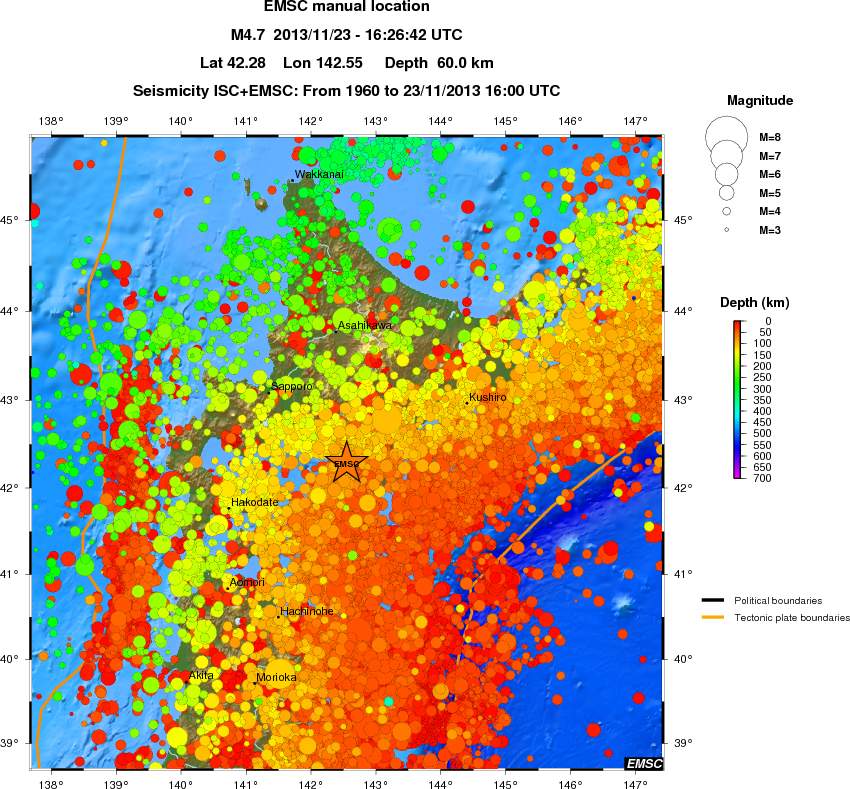 regional depth historical seismicity