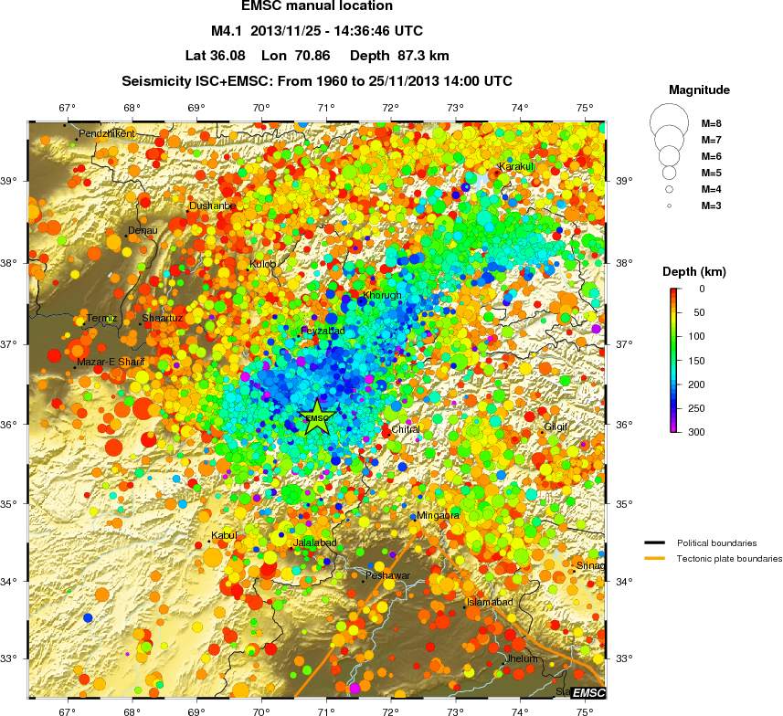 regional depth historical seismicity