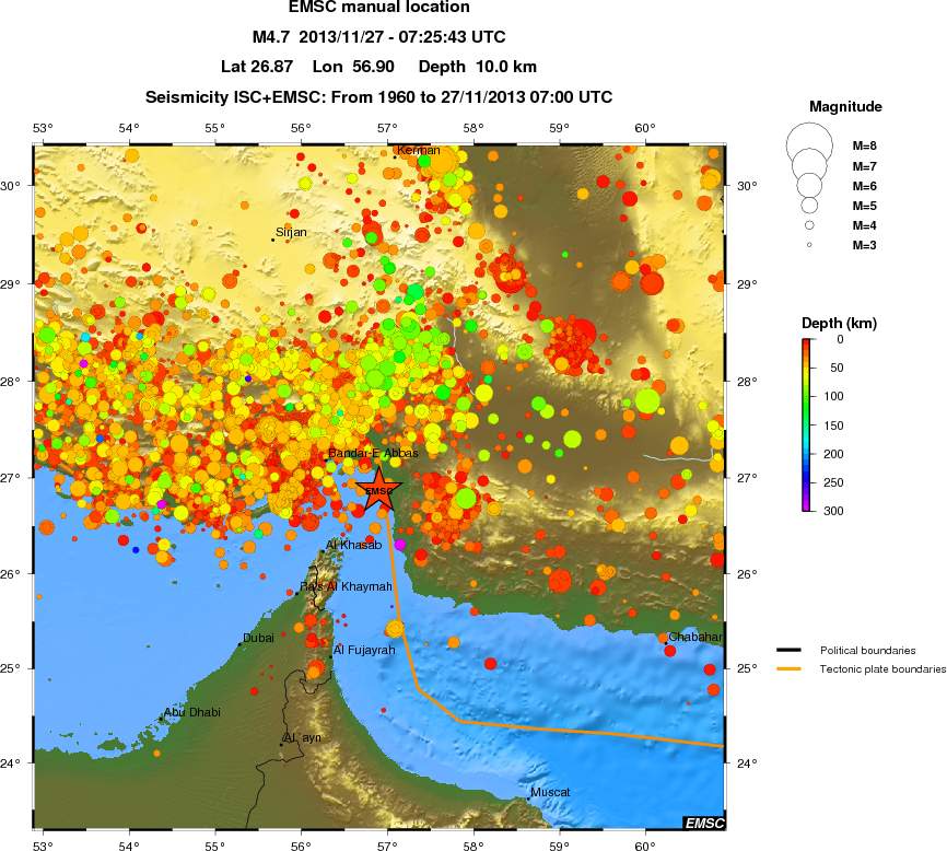 regional depth historical seismicity