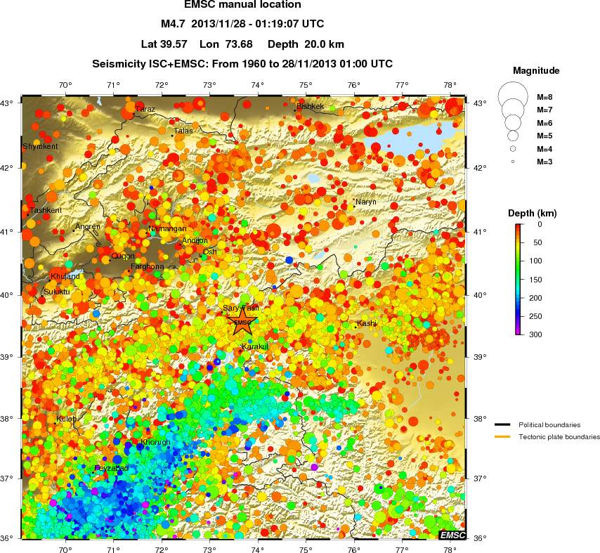 regional depth historical seismicity