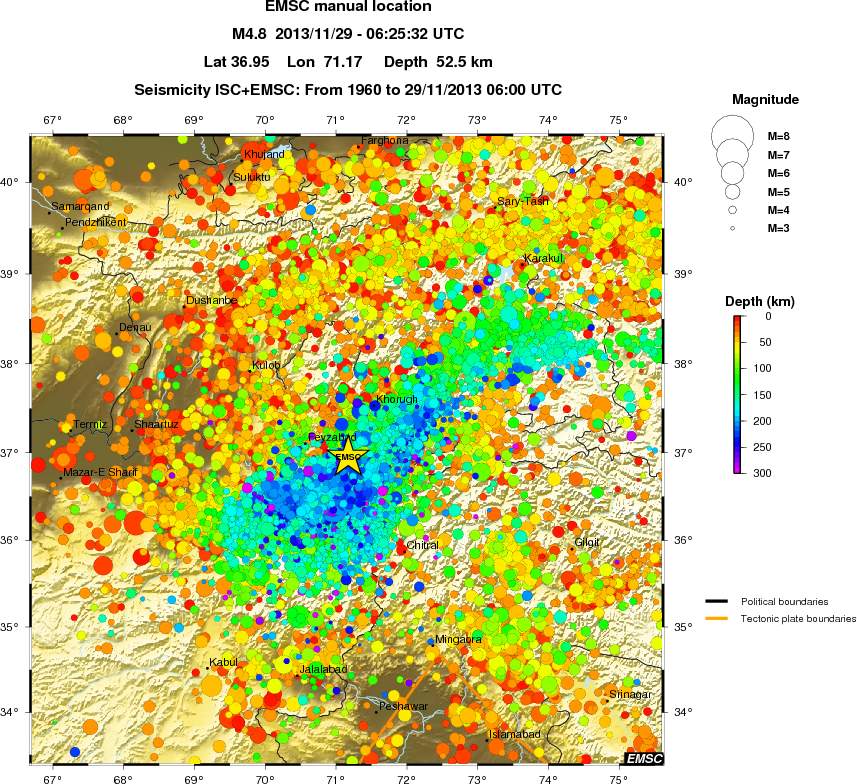 regional depth historical seismicity