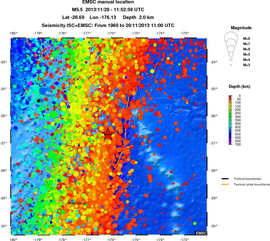regional depth historical seismicity
