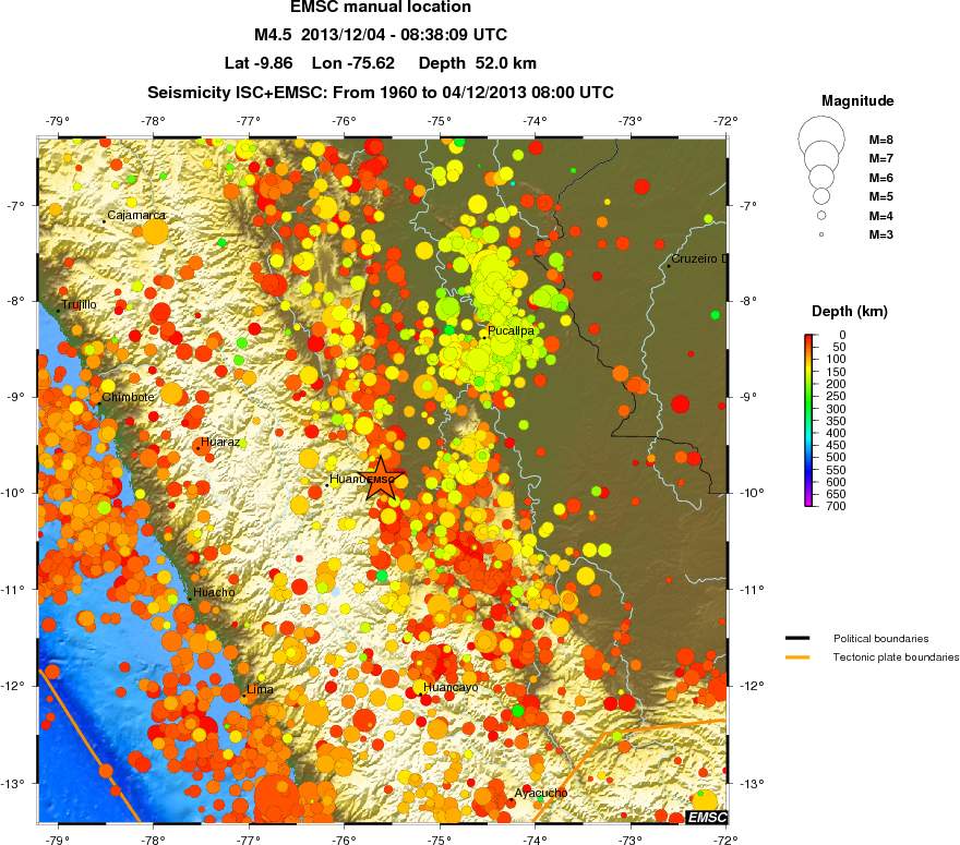 regional depth historical seismicity