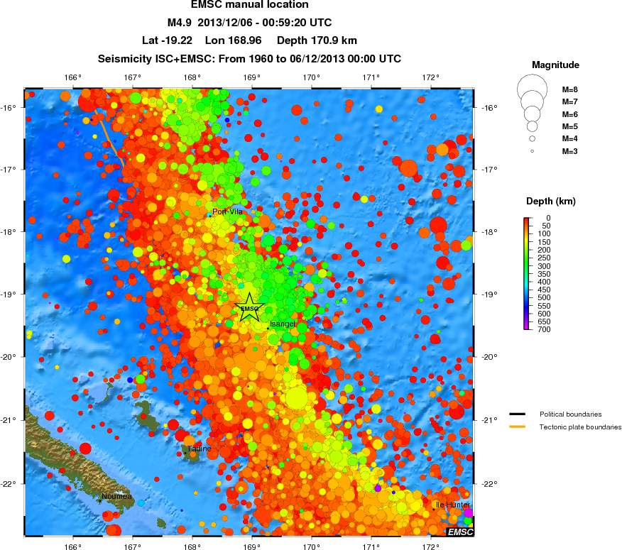 regional depth historical seismicity