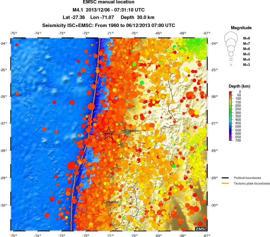 regional depth historical seismicity