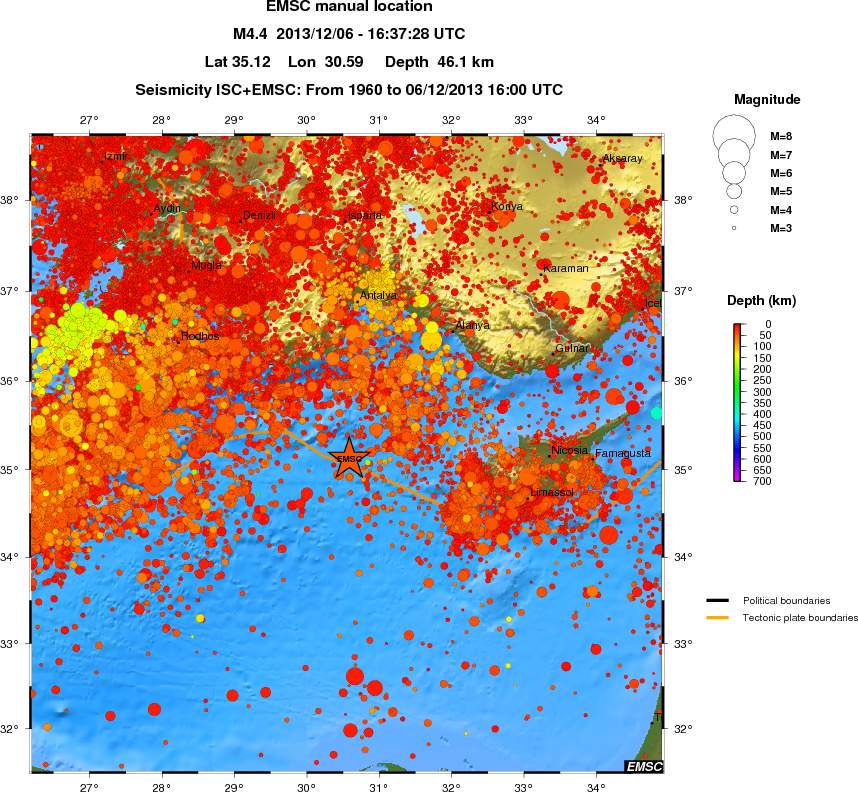 regional depth historical seismicity