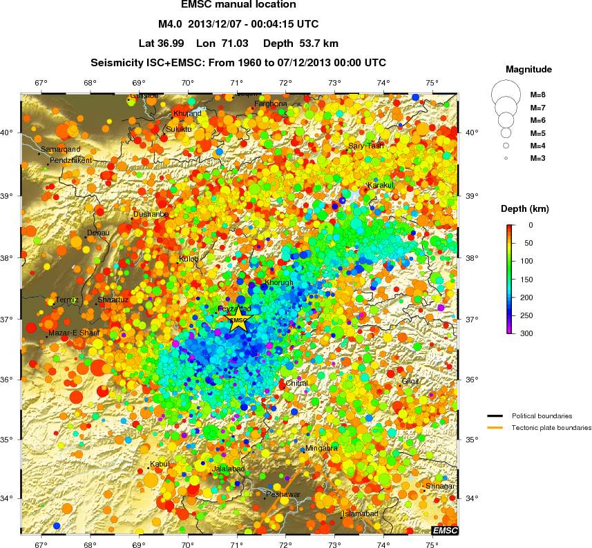 regional depth historical seismicity