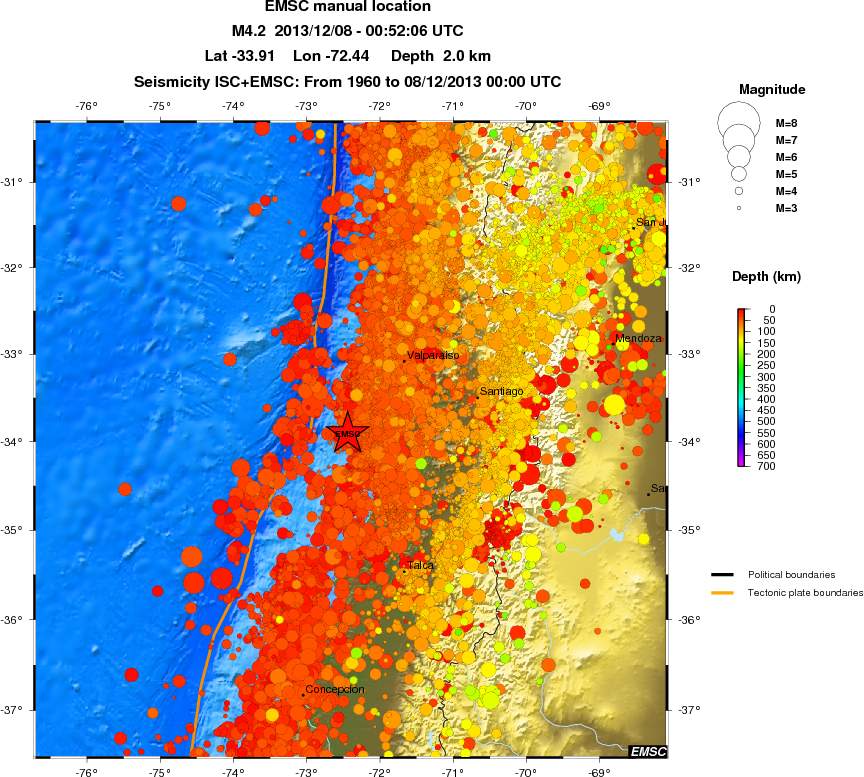 regional depth historical seismicity