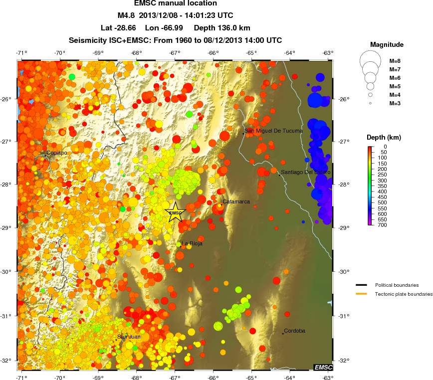 regional depth historical seismicity