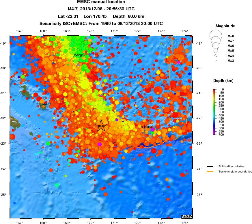 regional depth historical seismicity