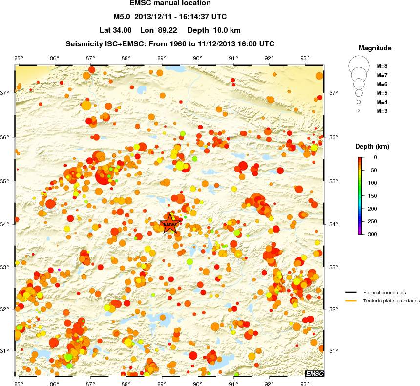 regional depth historical seismicity