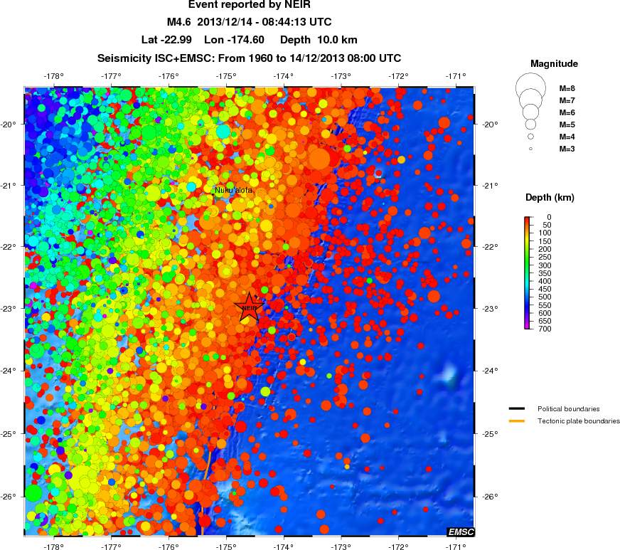 regional depth historical seismicity
