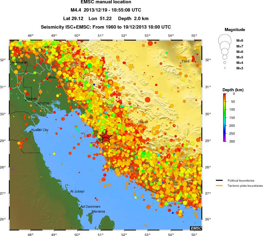 regional depth historical seismicity