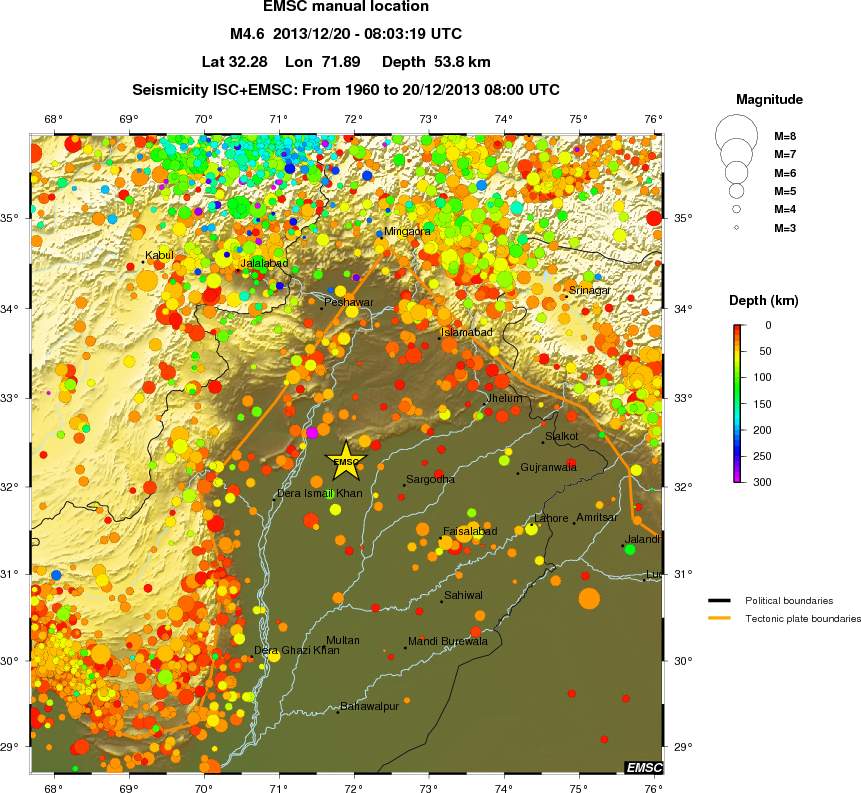 regional depth historical seismicity