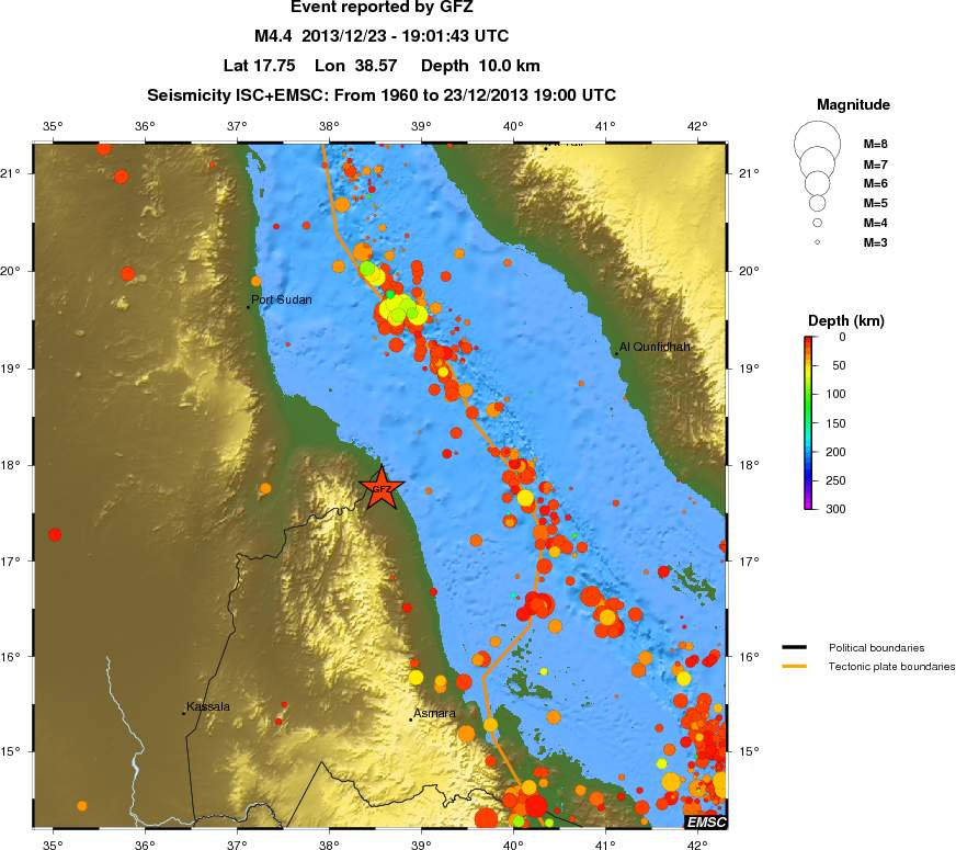 regional depth historical seismicity