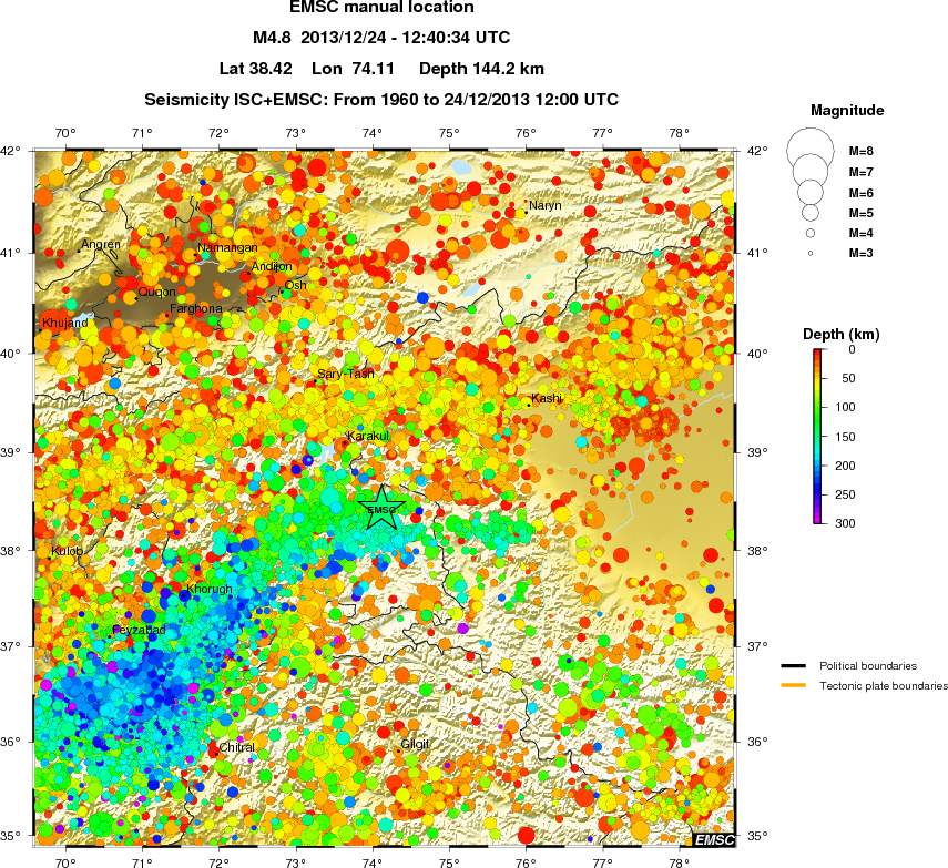 regional depth historical seismicity