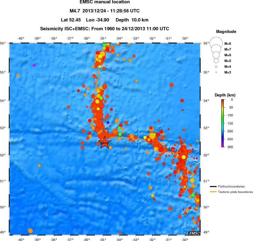 regional depth historical seismicity