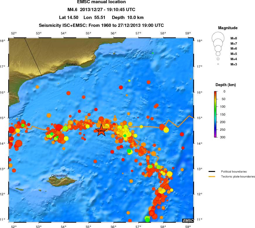 regional depth historical seismicity
