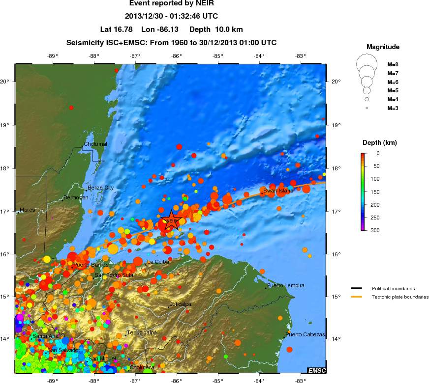 regional depth historical seismicity