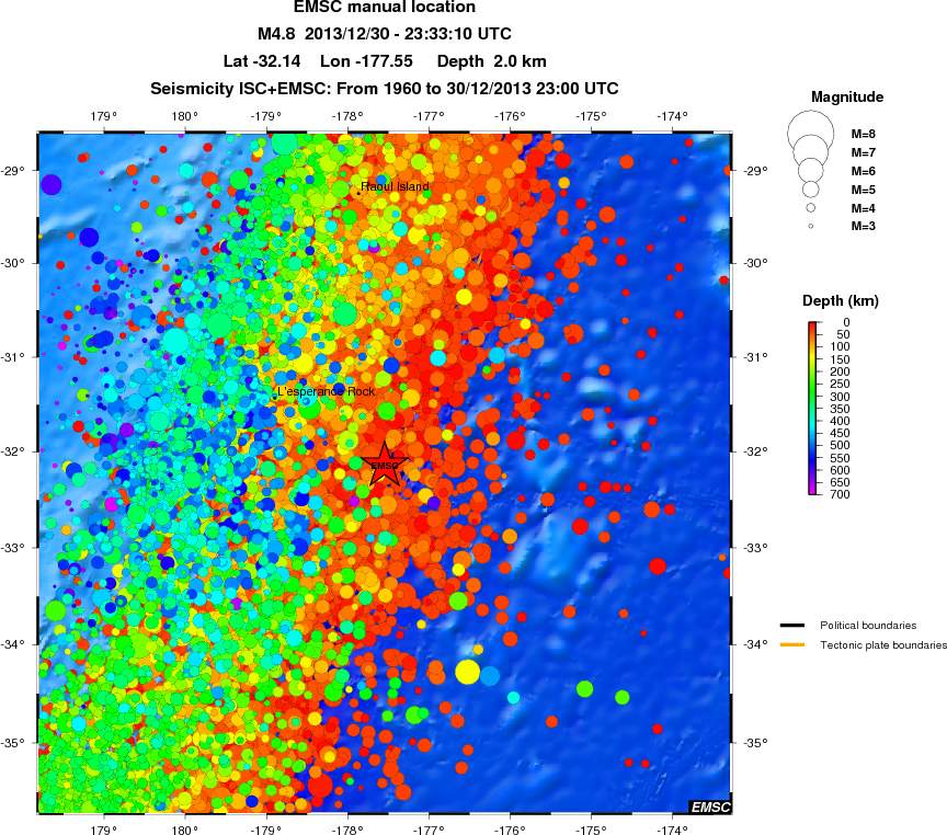 regional depth historical seismicity