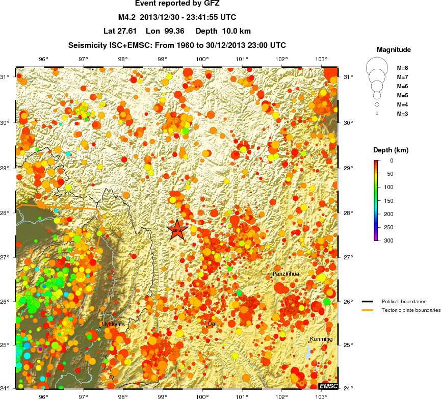 regional depth historical seismicity