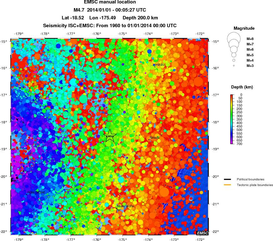 regional depth historical seismicity