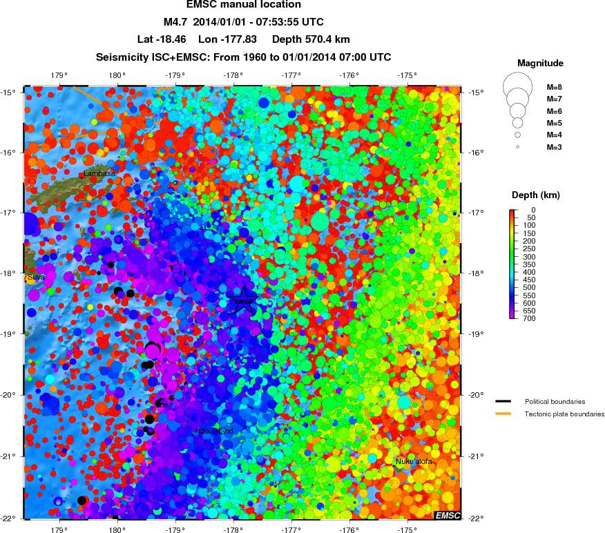 regional depth historical seismicity