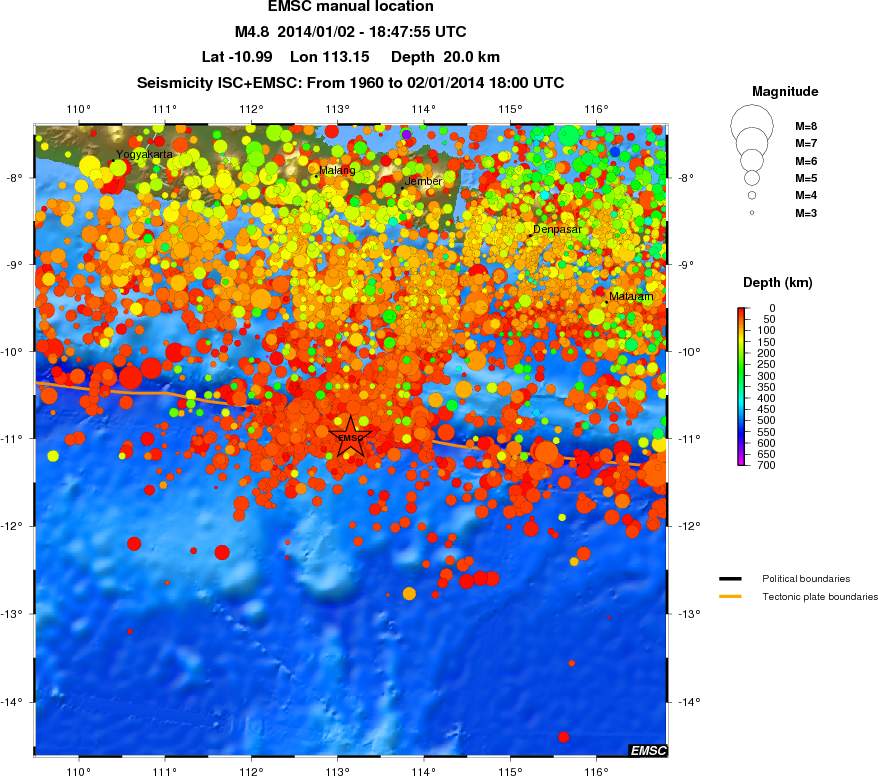 regional depth historical seismicity