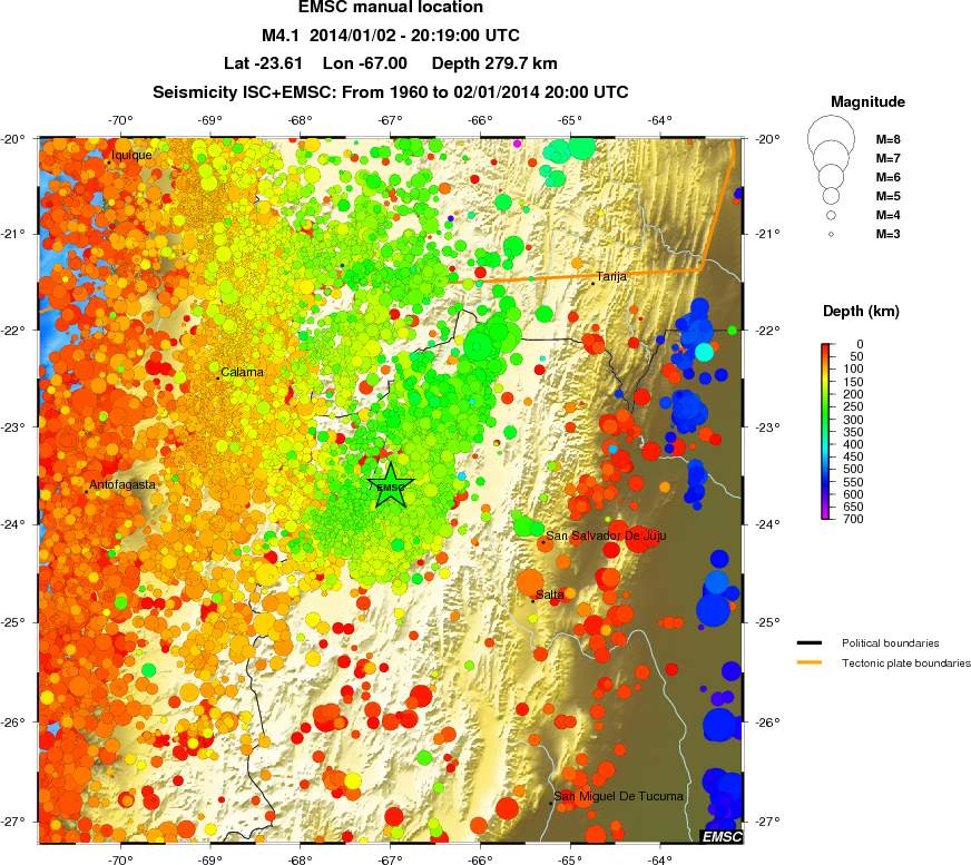 regional depth historical seismicity