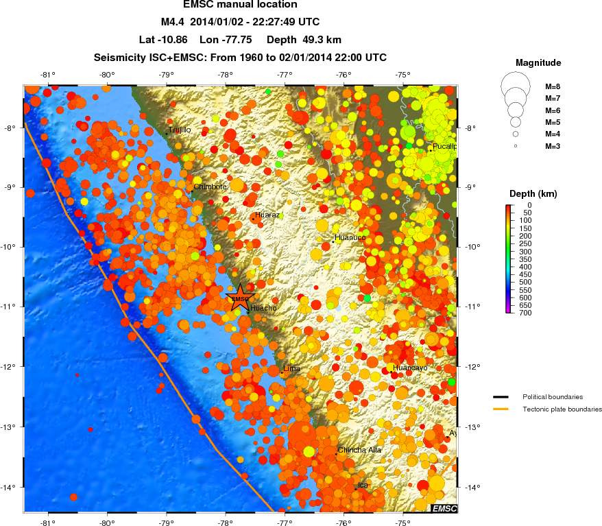 regional depth historical seismicity