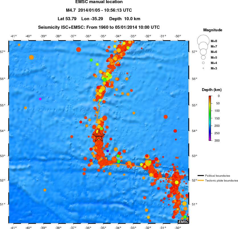 regional depth historical seismicity