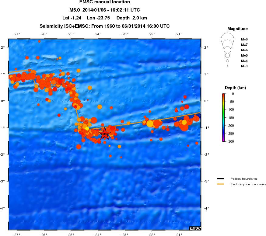 regional depth historical seismicity