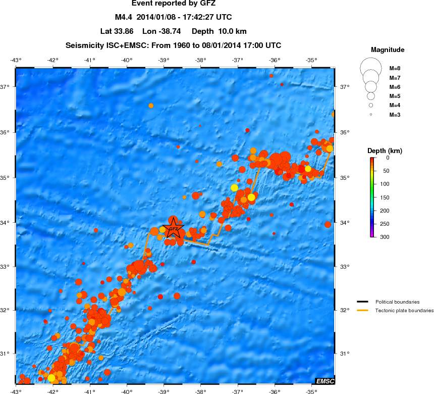 regional depth historical seismicity