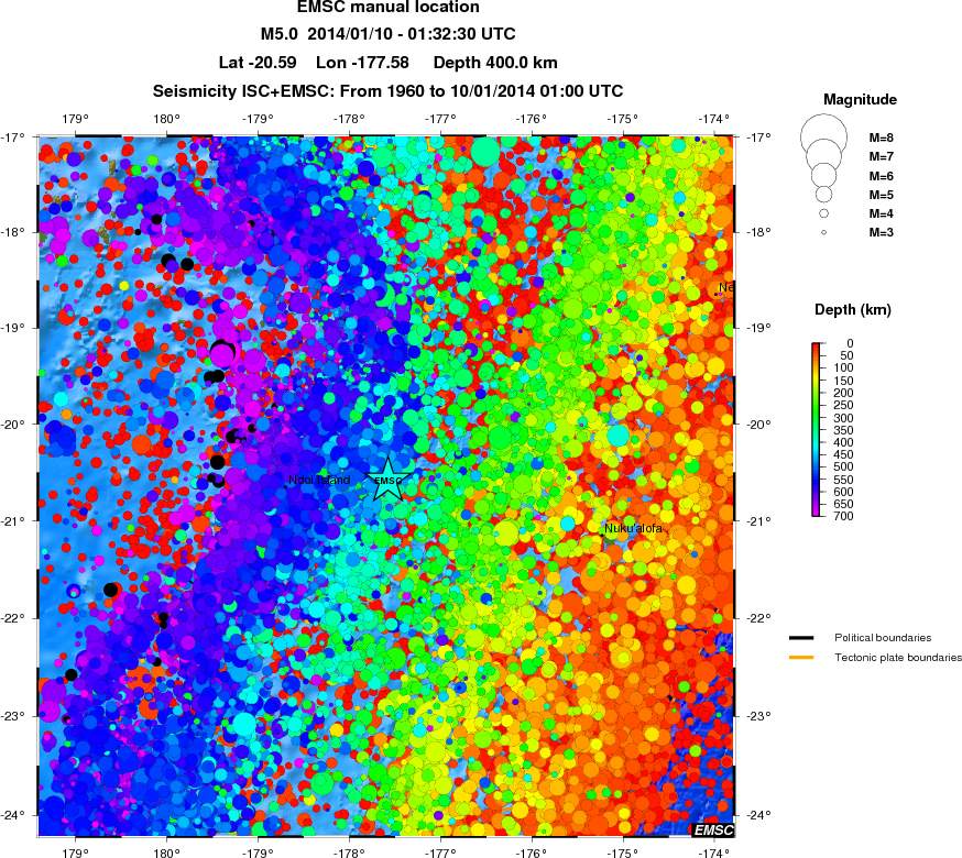 regional depth historical seismicity