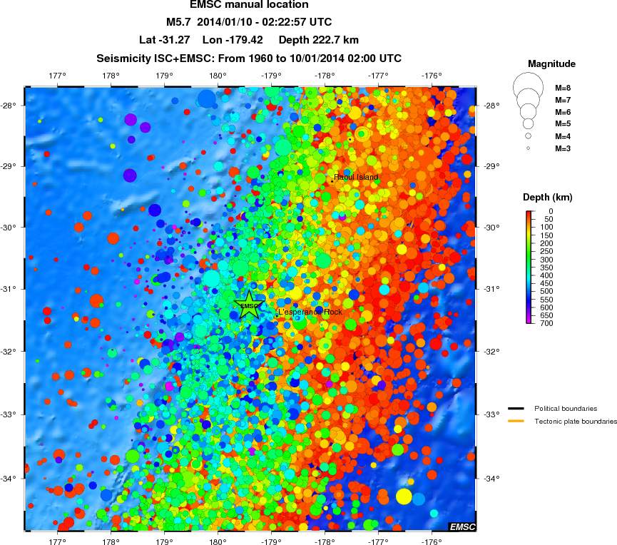 regional depth historical seismicity