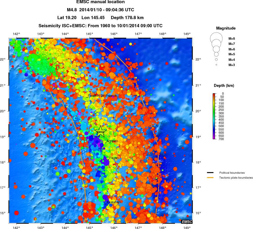 regional depth historical seismicity