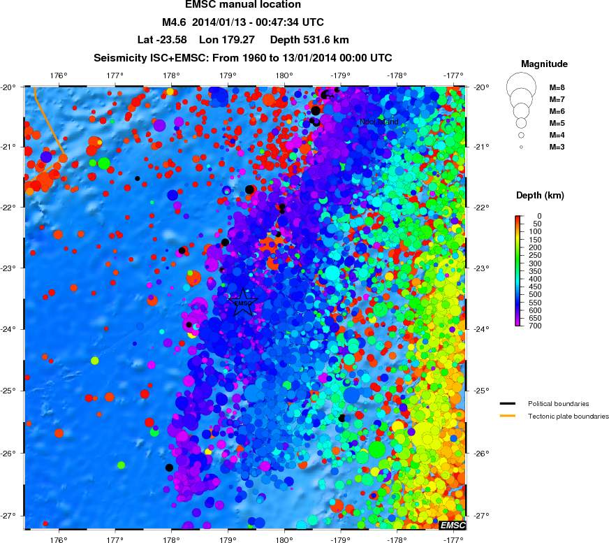 regional depth historical seismicity