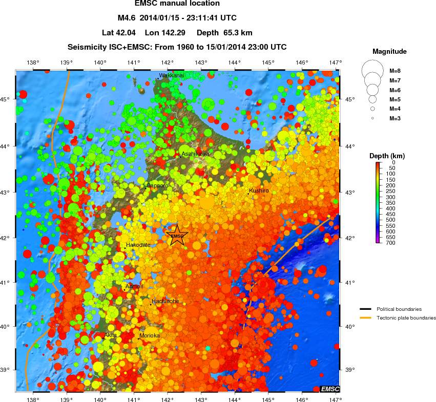 regional depth historical seismicity