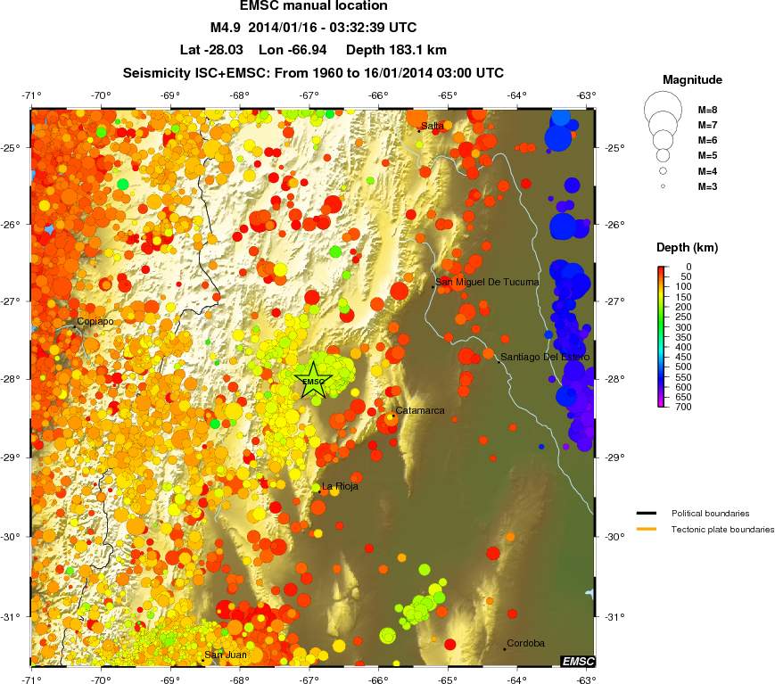 regional depth historical seismicity