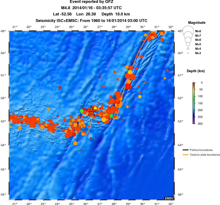 regional depth historical seismicity