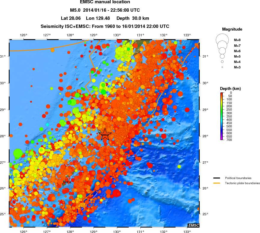 regional depth historical seismicity