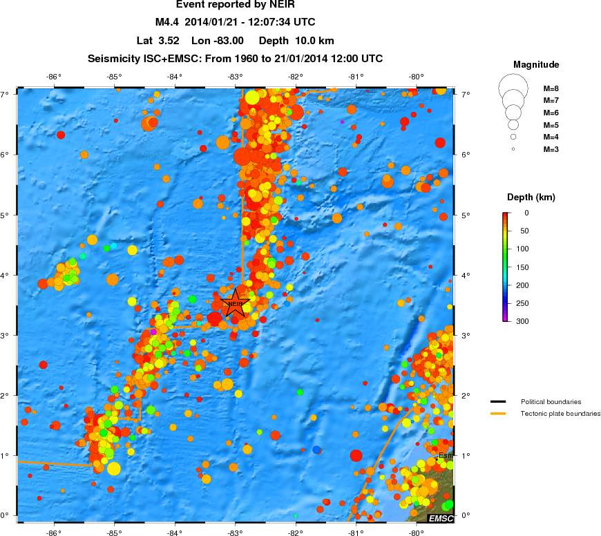 regional depth historical seismicity