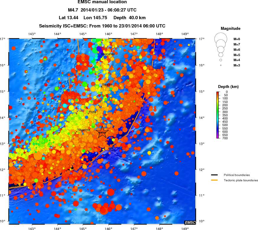 regional depth historical seismicity