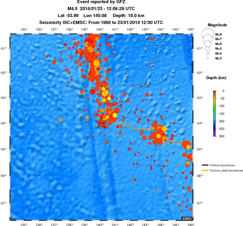 regional depth historical seismicity